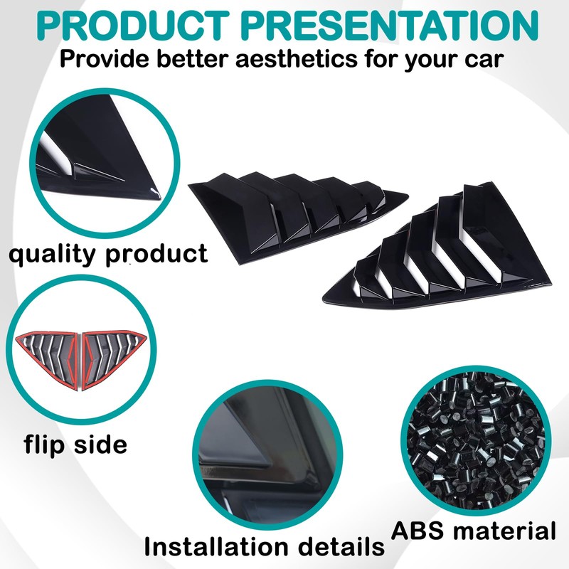 Hudiriy Rear Side Window Louvers Air Ven Decorative Compatible with