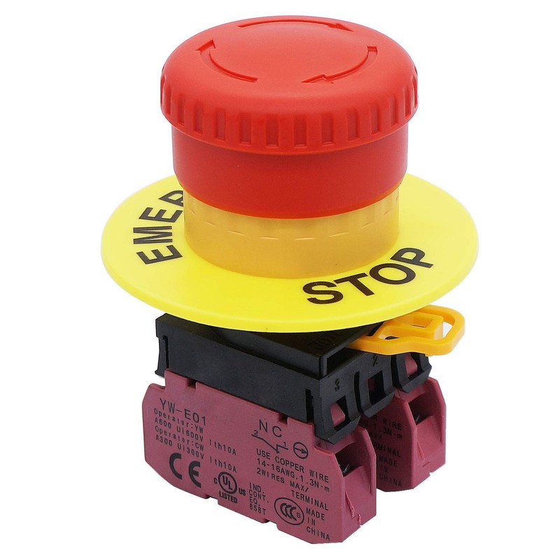 TWTADE / 22mm 2 NC Red Sign Mushroom Emergency Stop