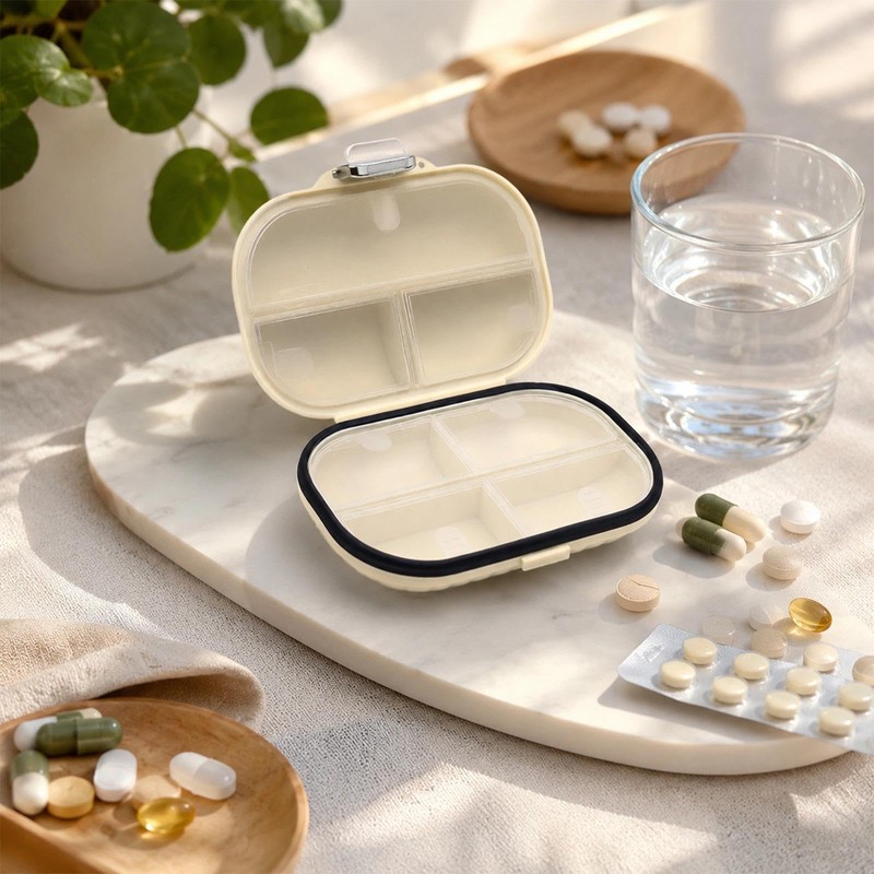 AMONENZ Pack of 2 Small Pill Box Cream White 7