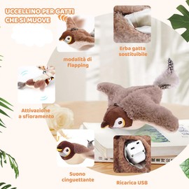 WRQIOO Fliegender Vogel Katzenspielzeug, Katzenspielzeug Vogel Flattern mit Katzenminze, USB Aufladung Fliegender Vog-EL für Katzen, Katzen-Spielzeug Vog-EL Fliegt Elektrisch, Flapping Bird Cat Toy