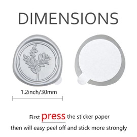 Uwilowe 60 Pcs Silver Wax Seal Stickers, Wedding Invitation Accessories Envelope Stickers - Peferct for Wedding Accessories, Gift Box Craft Wrapping, Christmas Cards Envelope Seals