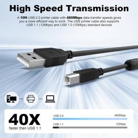 Zosvoses USB B MIDI Kabel für Instrumente, USB A zu Typ B Drucker Kabel Kabel kompatibel mit Klavier, Midi-Controller, Midi-Tastatur, Audio-Schnittstelle Aufzeichnung, Mikrofon und mehr, 3 m