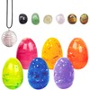 ORNACELE 6PCS Easter Eggs with Crystal Gem Stones for Easter Theme Party Favors, Supplies for Easter Egg Hunt, Basket Stuffers/Fillers, Classroom Prize Supplies Toddler Boys Girls