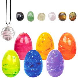 ORNACELE 6PCS Easter Eggs with Crystal Gem Stones for Easter Theme Party Favors, Supplies for Easter Egg Hunt, Basket Stuffers/Fillers, Classroom Prize Supplies Toddler Boys Girls