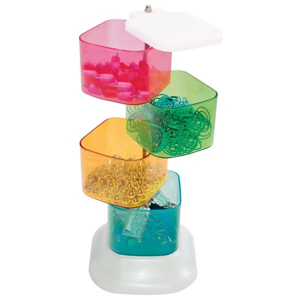 Storage Studios Trinket Tower, 4 Swivel Containers, 10.25 x 2.75