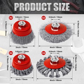 Tioncy 12 Pcs Wire Wheels for 4 1/2 Angle Grinder 4 and 3 Inch Wire Wheel Cup Brush Set Knotted Coarse Crimped Grinder Wheel Grinder Accessories with 5/8-11unc Threaded Arbor