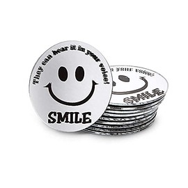 Trainers Warehouse Mini Round Smile Mirrors (10/Set) | A Reminder to Communicate Positive Energy Through Voice - Handy Mini-Mirror | 2.25 Inch Diameter Adhesive Backing
