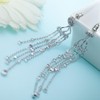 TreasureBay Long Strands Drop CZ Crystal Earrings for Women -
