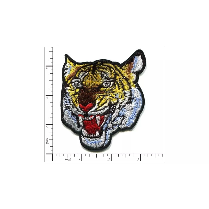 Patchwork Paradise Roaring Tiger Face Embroidered Iron On Patch DIY