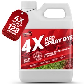 32oz 4X Red Spray Dye - Makes 128 Gallons of Concentrated Spray Pattern Indicator Dye, Ideal Fertilizer Marking, Lawn Turf Mark and Marker, Mark Where You've Sprayed with Red Color Indicator