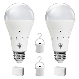 Radiant Glow LED Emergency Rechargeable Bulb, Multi-Function, Battery Backup Light for Power Outage Camping Outdoor Activity Storms 9W 800LM 60W Equivalent 2-Pack E26 110V 3000K & 5000