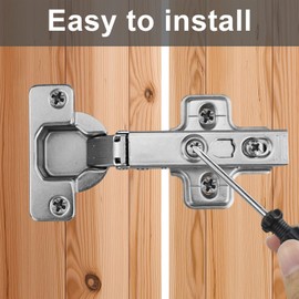 2 pcs Soft Close Cabinet Hinge,110 Degree Full Overlay Kitchen Door Hinge,35mm Concealed Kitchen Cabinet Hinges Cabinet Door Plate with Screws