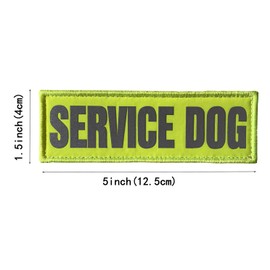 JUJUPUPS Reflective Dog Patches 2 Pack Service Dog ，In Training， DO NOT PET Tags with Hook and Loop Patches for Vests and Harnesses (SERVICE DOG, 5x1.5 inch)