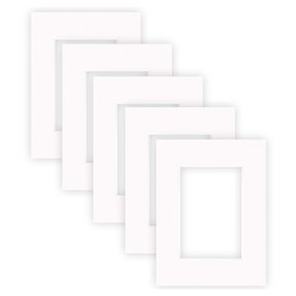 nielsen Conservation Passepartout Cardboard 1.5 mm | Set of 5 | Outer Format 18 x 24 cm for Picture Size 10 x 15 cm | Pure White (Light White) | Smooth Surface