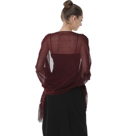 Shawls and Wraps for Evening Dresses Lace Scarfs for Women Pashmina Wedding Formal Shawl (Burgundy)