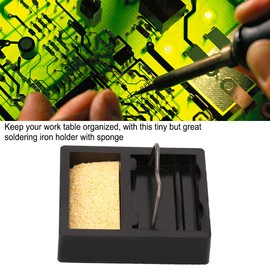 SALUTUYA HWY-001 Mini Electric Soldering Iron Stand Holder with Tip Cleaner Sponge 600 ℃ High Temperature Resistant for Soldering, Assembly and Crafts