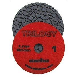 Weha 4" Trilogy 3 Step Dark Quartz Diamond Polishing Pads Wet/Dry Step 1