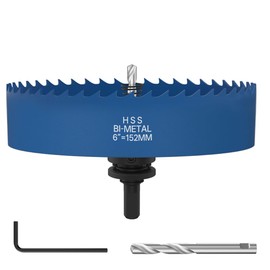 ANDELI 6'' Bi-Metal Hole Saw with Center Drill, to be Assembled, high Opening Efficiency for Wood, Corn Hole Boards, Plastic, plasterboard and Thin Sheet Metal Openings