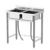 Stainless Steel Utility Sink, 36in Free Standing Double Bowl Kitchen