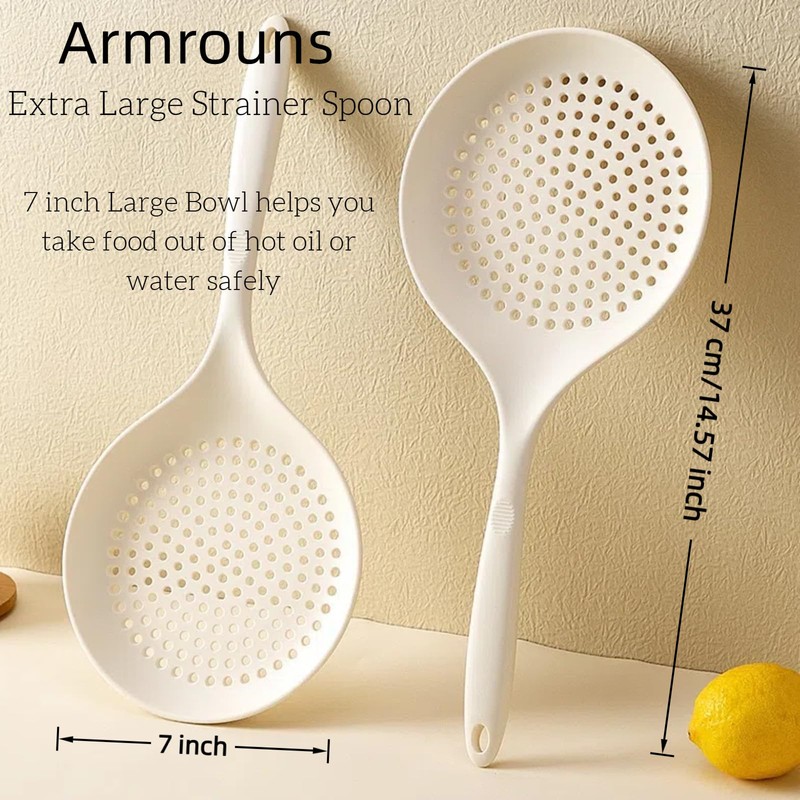 Armrouns Extra Large Skimmer Slotted Spoon, 14.5 inch Silicone Strainer