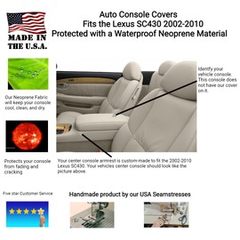 Auto Console Covers- Compatible with The Lexus SC430 2002-2010 Center Console Armrest Cover Waterproof Neoprene Fabric