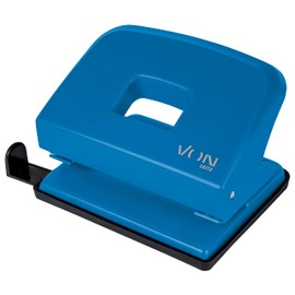 VON Leitz 50200035 Hole Punch for 20 Sheets, Stop Rail with Format Information, Compact Size, Ideal for Home, Office or School, Metal and Plastic, Blue