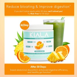 Kiala Nutrition Super Greens Organic Greens Powder with Spirulina & Chlorella for Digestion Gut Health Immunity & Energy Vegan Supplement:_Tropical Splash 