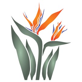 Stencils for Walls: Strelitzia Stencil, 10 x 13 inch - Reusable Mylar Bird of Paradise Flower