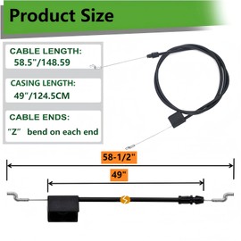 104-8677 Brake Control Cable fits Toro 22" Recycler Lawn Mower Replaces 290-935 1048677 20001 20003 20005 20009 Replaces 104 8677 290-935 Lawn Mower Brake Cable