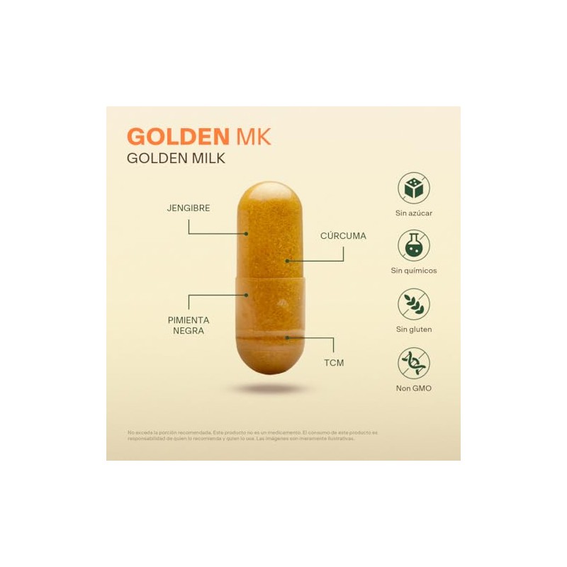 Vital Botanics Golden Milk Cúrcuma, Pimienta Negra y Aceite de