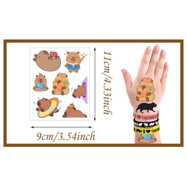 OriniPlay 176 Pcs Capybara Tattoos Temporary Stickers Cute Animal Pet Themed Birthday Party Supplies Decoration Favors Goodie Bag Stuffers Prize Tattoo