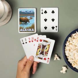 Lantern Press Alaska, Moose Drinking (52 Playing Cards, Poker Size Card Deck with Jokers)