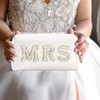 Liyquint Bride Letter Makeup Bag - Sparkling Rhinestone & Pearl