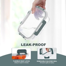 KOMUEE 10 Pack Glass Food Storage Containers, Meal Prep Containers with Lids, Airtight Glass Lunch Boxes, Freezer, Oven, and Microwave Safe