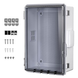 Animacyn ABS Electrical Junction Box, Ventilated Design, Cable Grommets, IP65 Waterproof Enclosure, Indoor/Outdoor Use with Mounting Panel.(Clear Cover, 15"x11"x5.1")