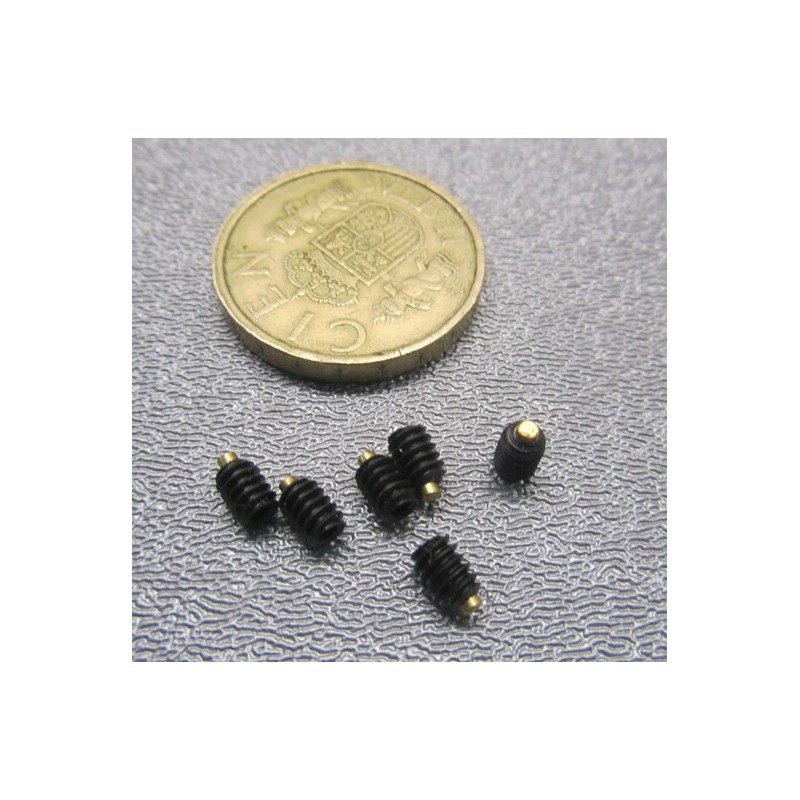 Kmac Alloy Steel Set Screws, Brass Tip, 6-32 x 3/16"