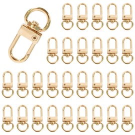 Pack of 30 Carabiner Hooks, Metal Lobster Claw Clasps, Rotating Clasps, Carabiner Buckles, Rotating Snap Ring Hook, Key Ring, Swivel Key Ring for DIY Bags, Crafts (Gold)