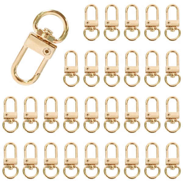 Pack of 30 Carabiner Hooks, Metal Lobster Claw Clasps, Rotating