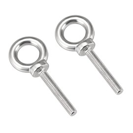 QUARKZMAN Pack of 2 M8 x 50 mm Eye Bolts 304 Stainless Steel Thread for Swing Hammock and Machines Silver Tone