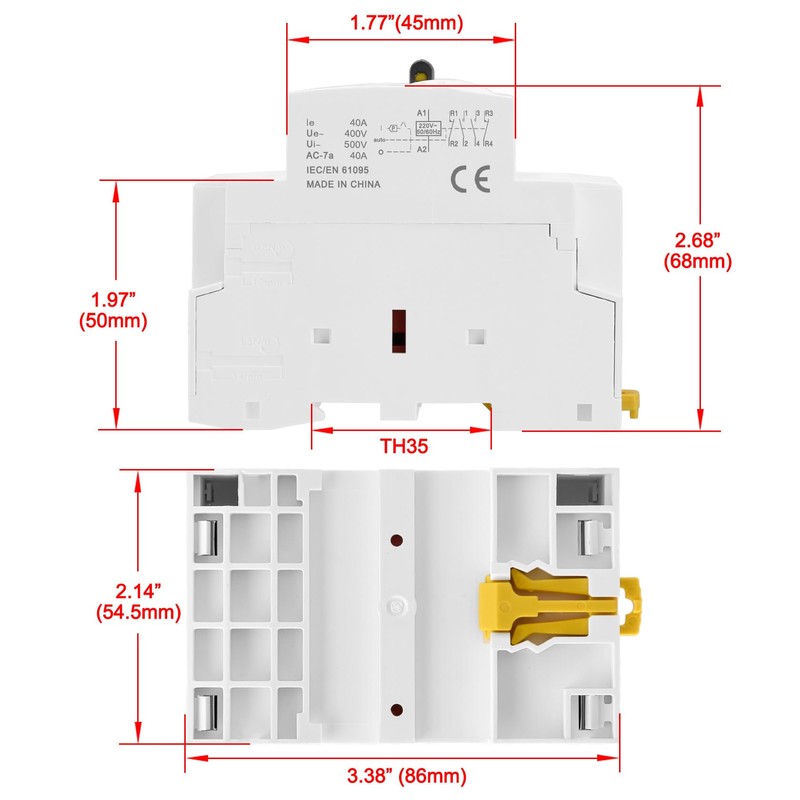 Heschen Modular Household AC Contactor, HS1-40M/22, 40A, 4 Pole, 2NO
