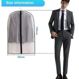 LOSYHU 12 Pack Garment Suit Clothes Covers Translucent, 40 Inch Suit Bags with Zip, Dust Proof Garment Covers for Men, Moth-Proof Waterproof Protector Bags for Coats, Suits, Gowns - 60 x 100cm