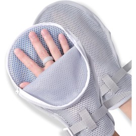 Nursing Mittens, Anti-Scratching Gloves, Anti-Scratching Gloves, Hand Infection Prevention, One Size Fits Most, Scratching Prevention, Scratching Prevention, Tubing Prevention, Elderly People, Dementia Disease, Breathable, Lightweight, Ambidextrous, Self-Injury Prevention, Ideal for Wheelchairs and Nursing, Set of 2 with Restraint Bands