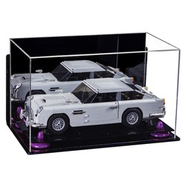 Better Display Cases Versatile Acrylic Display Case - Medium Rectangle Box with Mirror, Wall Mount and Purple Risers 14" x 8" x 8.5" (A011-PR)