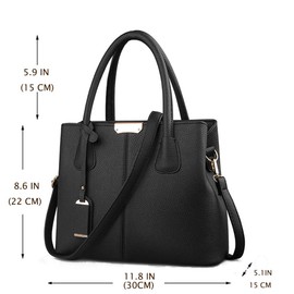 FiveloveTwo Women Classy Satchel Handbag Tote Purse Handle Bag Shoulder Bag Black(Size: 5)