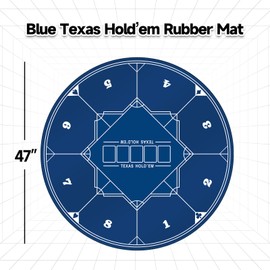 GSE Games & Sports Expert Professional Casino Blue Texas Hold'em Mat with Non-Slip Rubber Backing for Family/Friends Parties, Casino Night