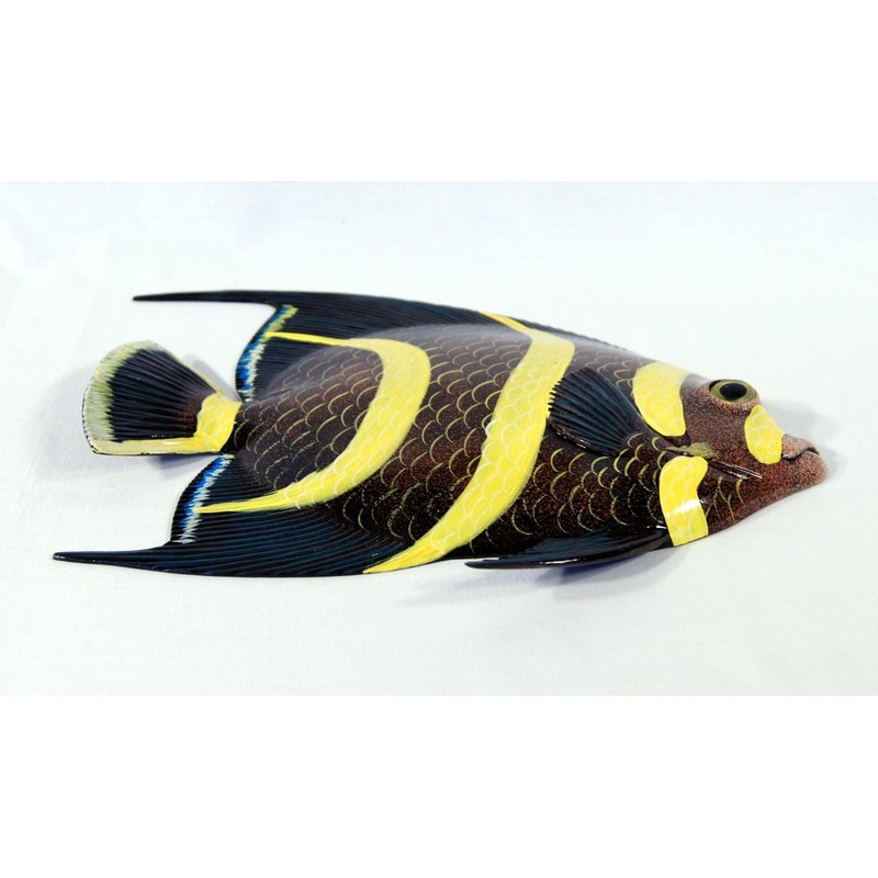 LX Handpainted Tropical Fish Replica Wall Mount Decor Plaque Black