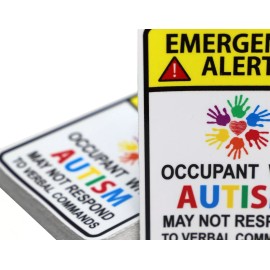 Real Sticky Emergency Alert Autism Sticker Autistic Awareness Vehicle Safety Window Decal