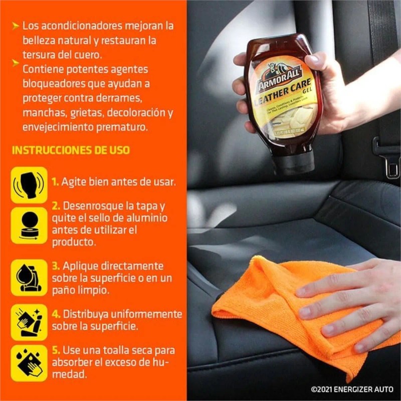 Gel Acondicionador Armor All Limpia Nutre Protege Piel Coche