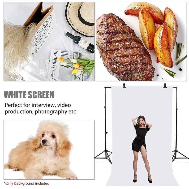 BOLLUMA 1.8x2.7m White Screen Background Photography Backdrop, 100% Cotton Muslin