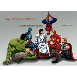 Jesus - THOR & The Superheroes - And that's how I saved the world 8" x 10" PRINT